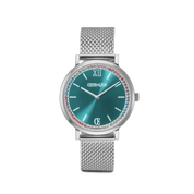 Orologio rotondo Sparkling Sunray Transformative Teal Milanaise argento