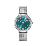 Orologio rotondo Sparkling Sunray Transformative Teal Milanaise argento