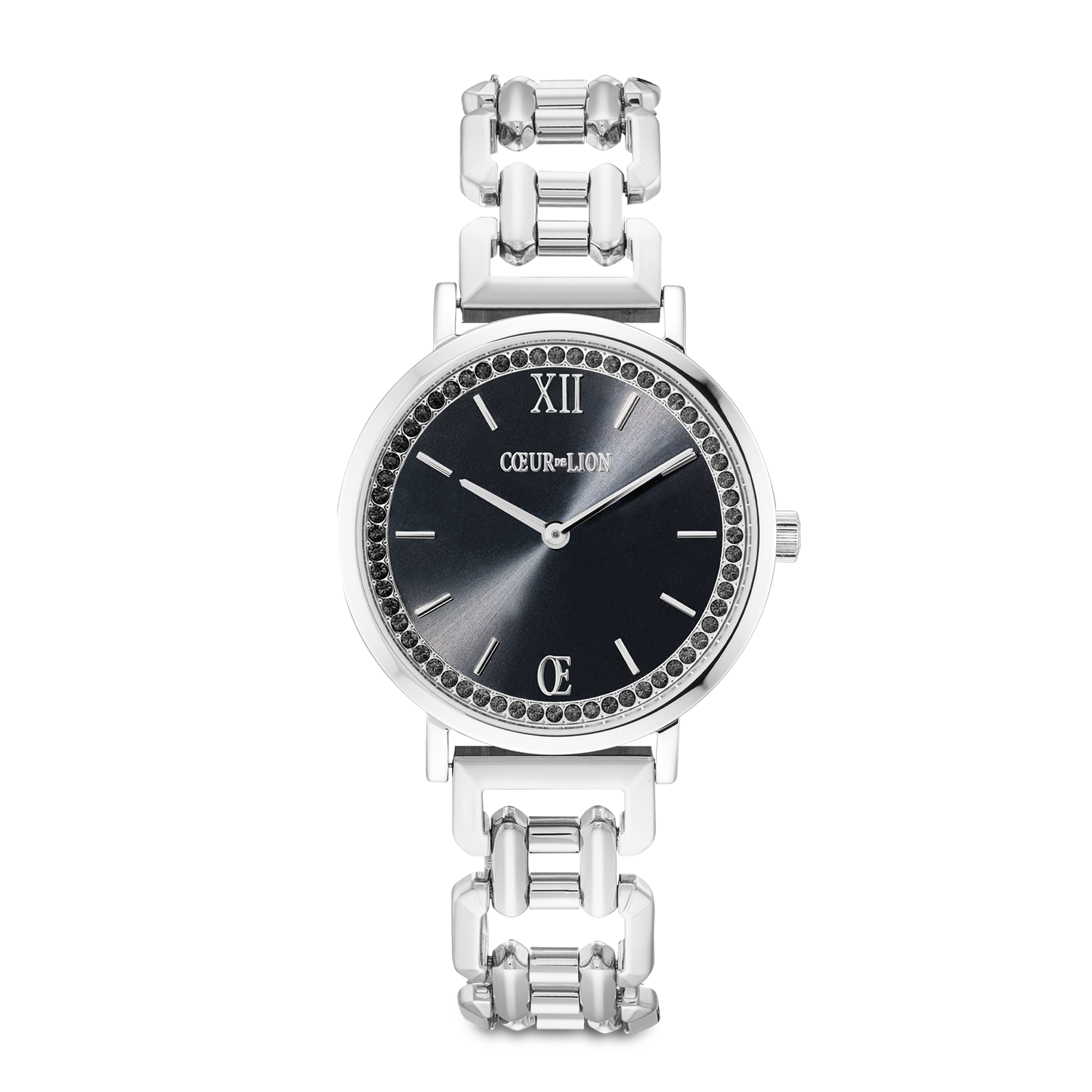Orologio Rotondo Sparkling Mysterious Black Statement argento