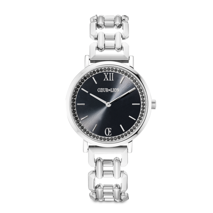 Orologio Rotondo Sparkling Mysterious Black Statement argento