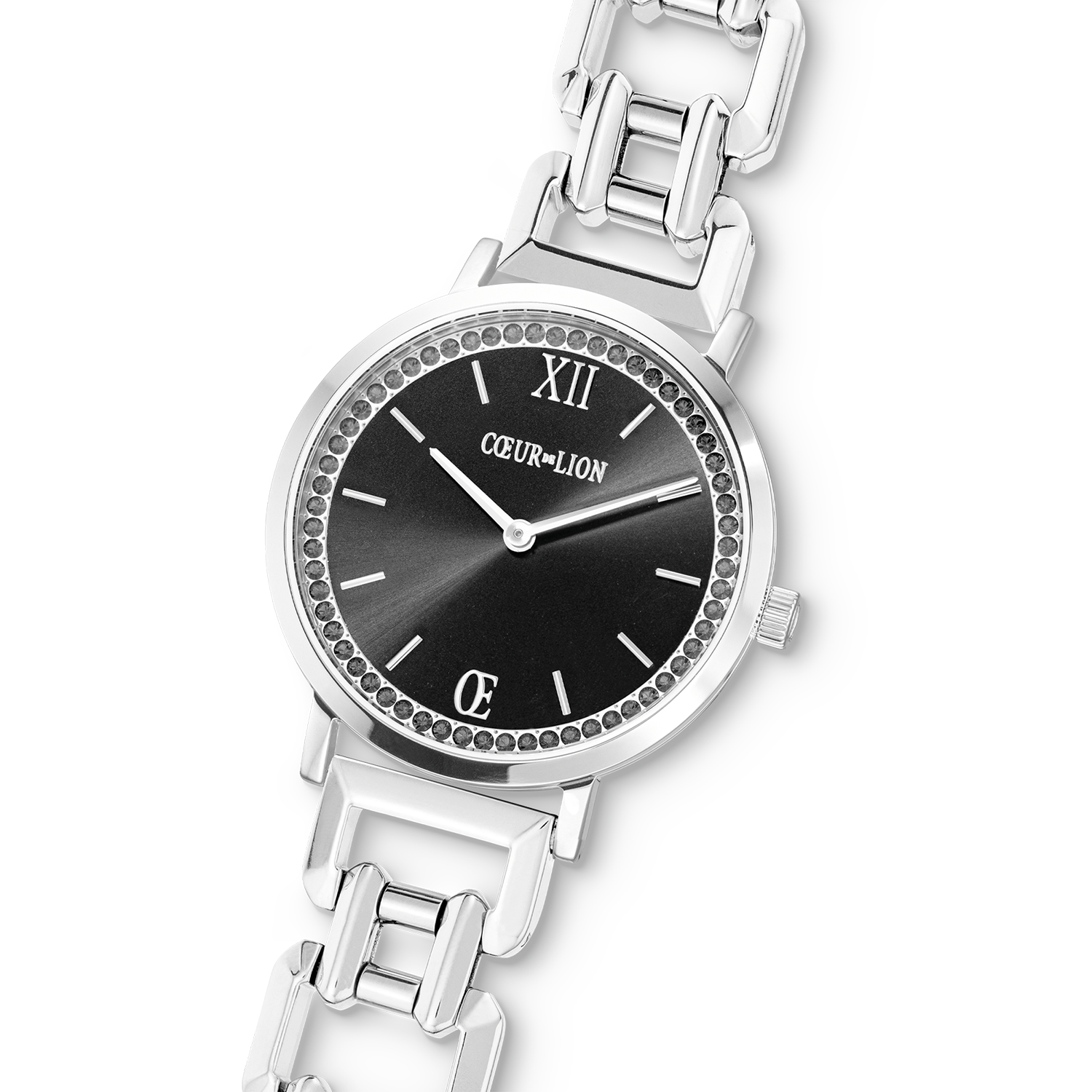 Orologio Rotondo Sparkling Mysterious Black Statement argento