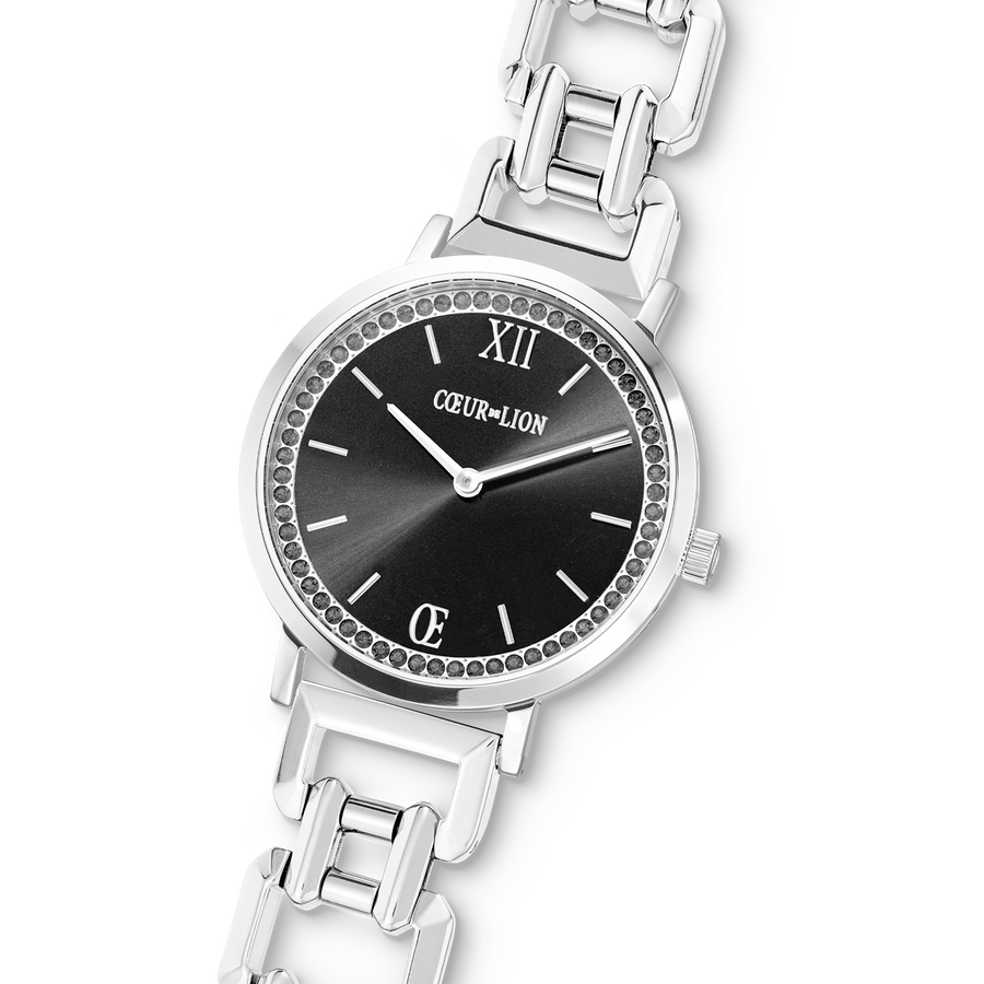 Orologio Rotondo Sparkling Mysterious Black Statement argento