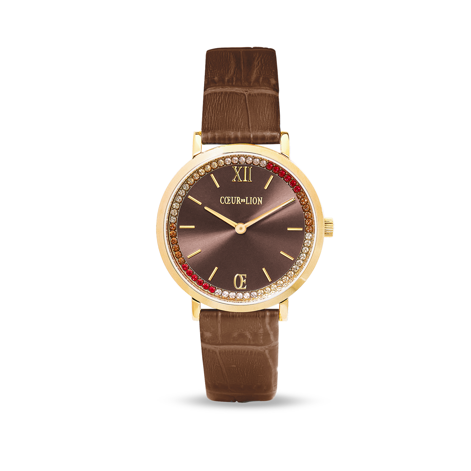 Set regalo Orologio rotondo Sparkling marrone e Bracciale Wave Cube Flow oro-marrone