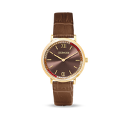 Set regalo Orologio rotondo Sparkling marrone e Bracciale Wave Cube Flow oro-marrone