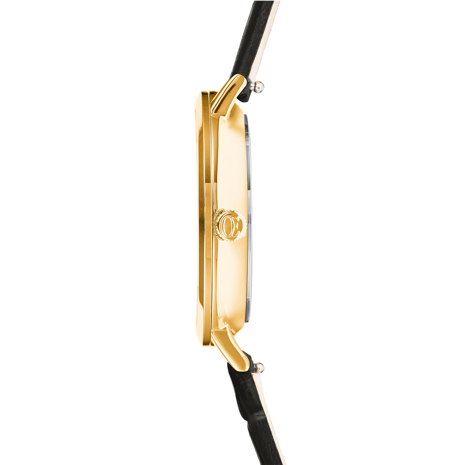 Orologio Rotondo Sparkling Sunray Pelle Grigio Scuro Oro