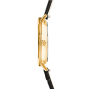 Orologio Rotondo Sparkling Sunray Pelle Grigio Scuro Oro