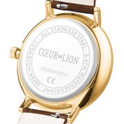 Orologio Round Sparkling Sunray Bracciale in pelle marrone oro