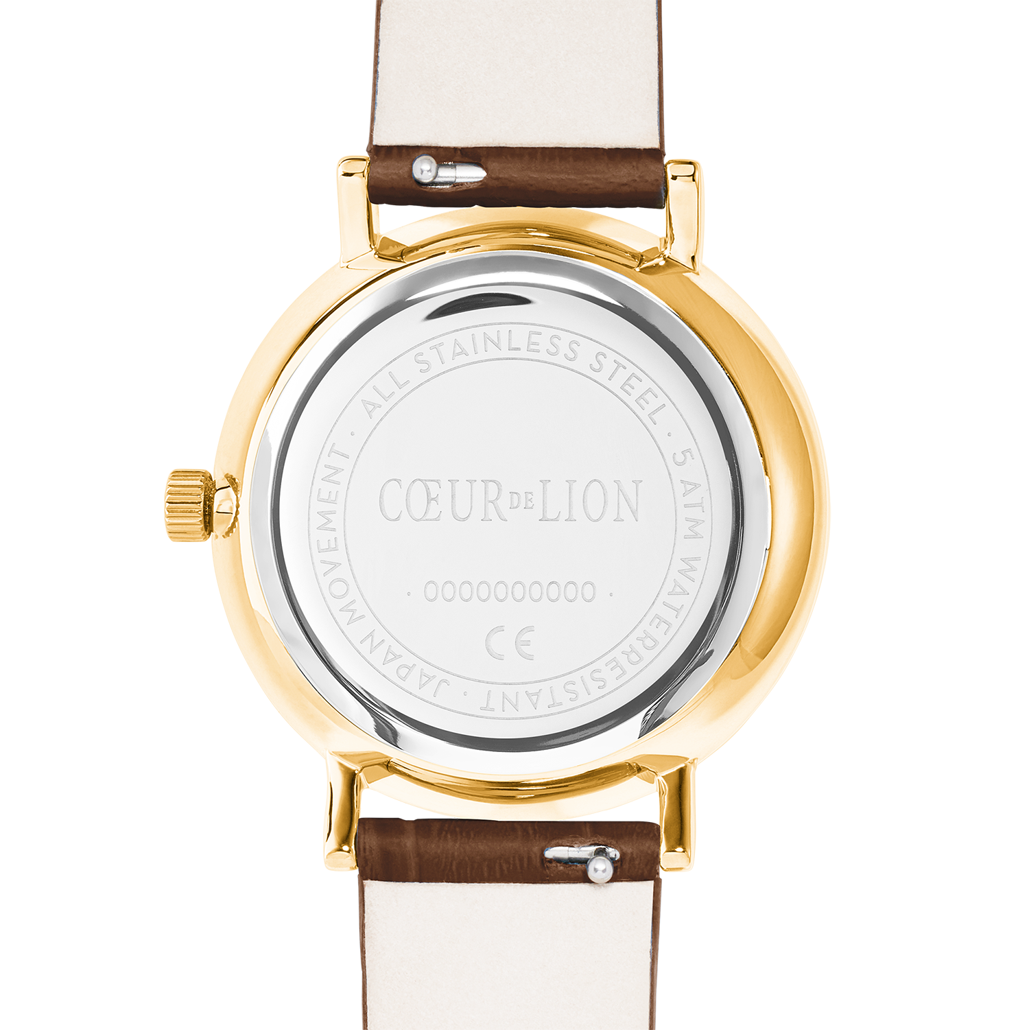 Orologio Round Sparkling Sunray Bracciale in pelle marrone oro