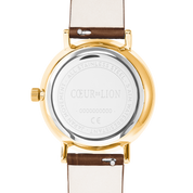 Orologio Round Sparkling Sunray Bracciale in pelle marrone oro
