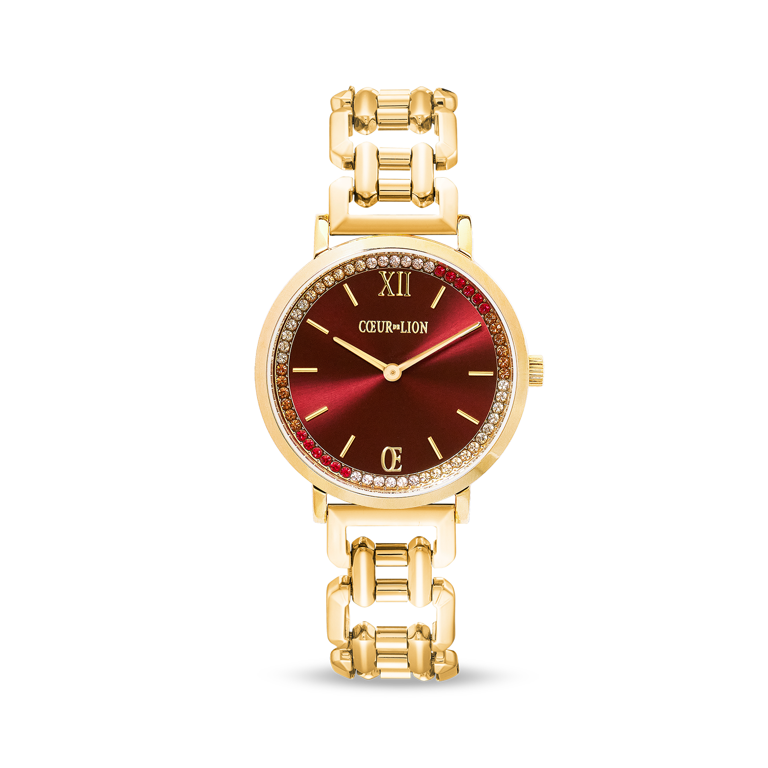 Orologio rotondo Festive Rosso Statement Gold
