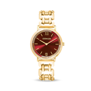 Orologio rotondo Festive Rosso Statement Gold