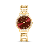 Orologio rotondo Festive Rosso Statement Gold
