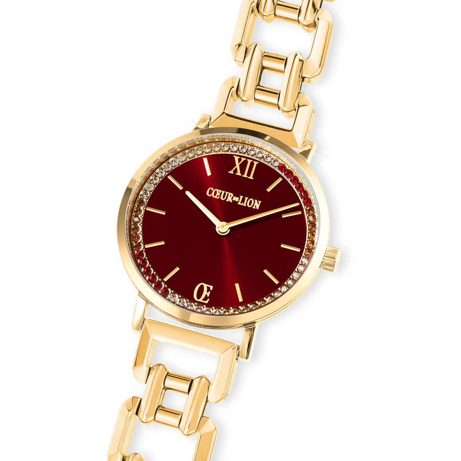 Orologio rotondo Festive Rosso Statement Gold