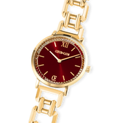 Orologio rotondo Festive Rosso Statement Gold