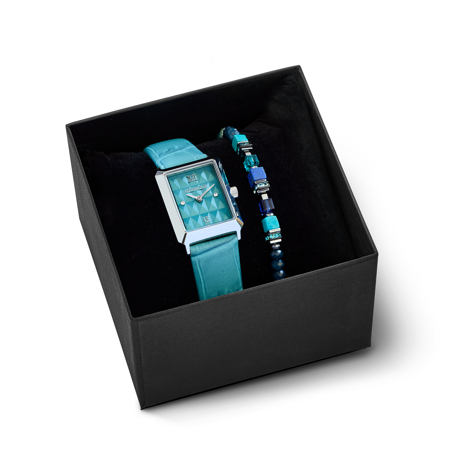 Set regalo Orologio Iconic Spikes Transformative Teal argento e Bracciale Wave Precious Flow argento-teal