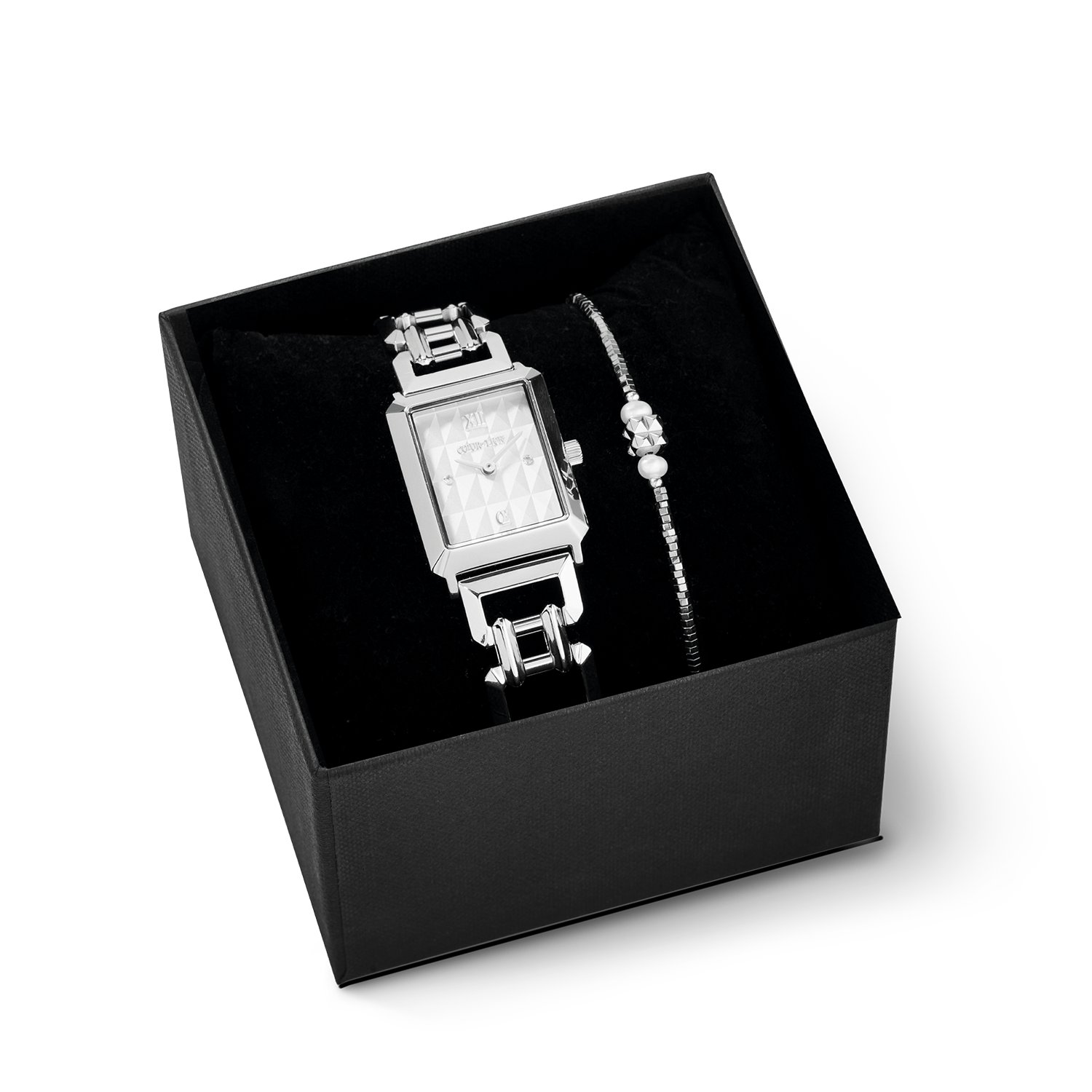 Set regalo Orologio Iconic Spikes Silver & Bracciale Edge & Grace antracite-argento