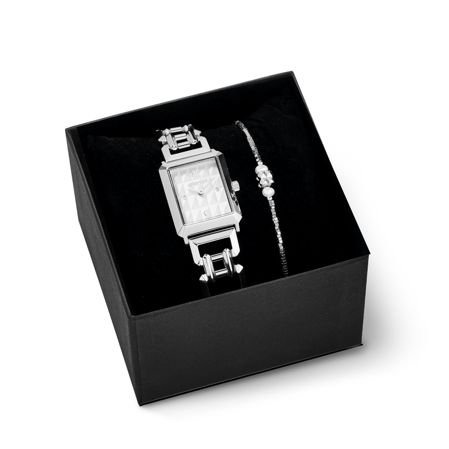 Set regalo Orologio Iconic Spikes Silver & Bracciale Edge & Grace antracite-argento