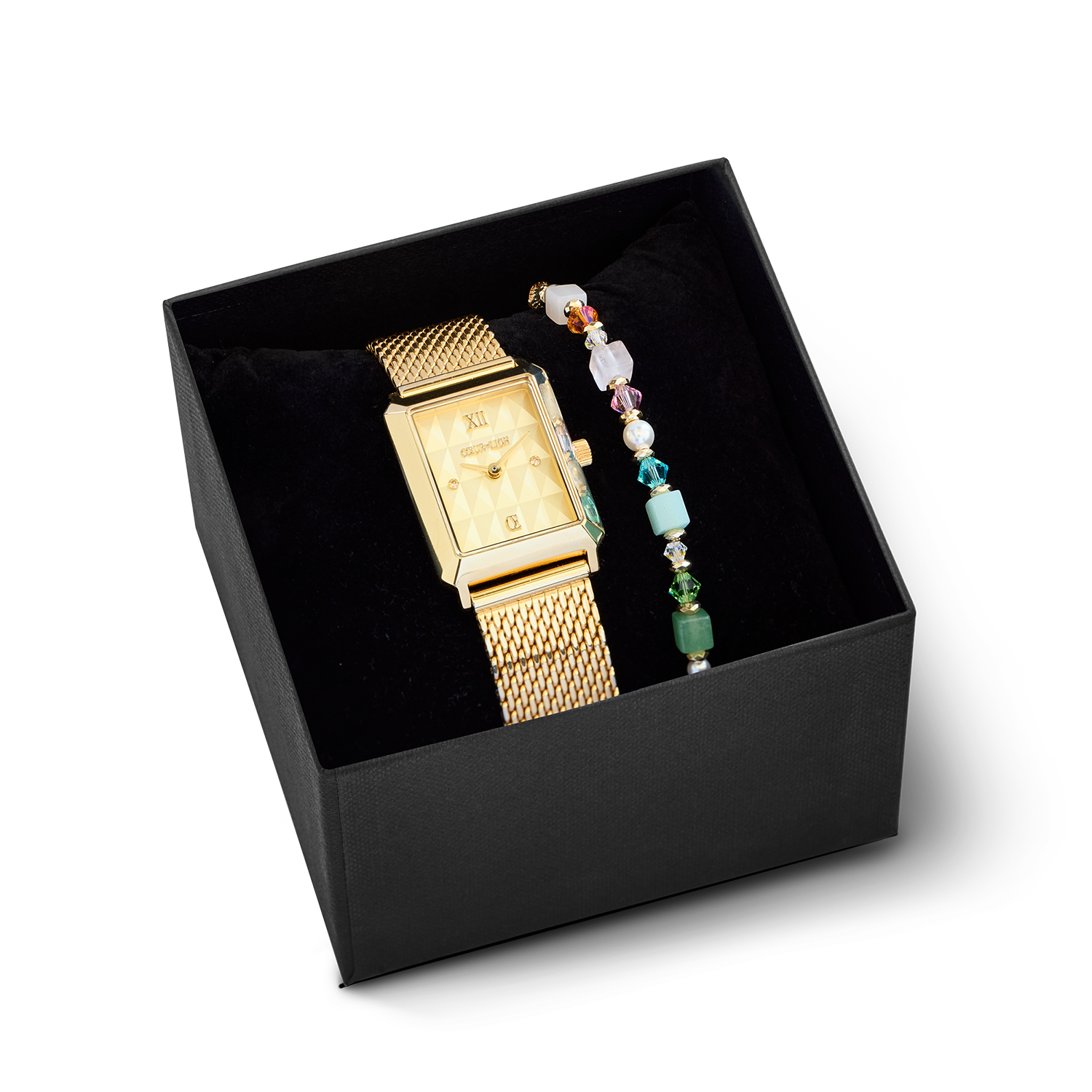 Set regalo orologio Iconic Spikes oro Milanaise e Bracciale Cube Princess Fusion Blossom oro