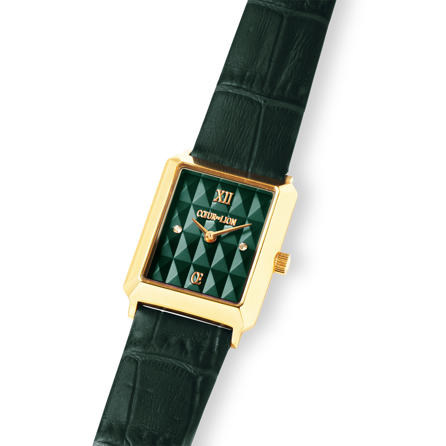 Orologio Iconic Spikes Pelle Forest Green Oro