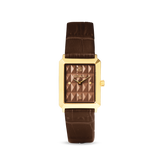 Orologio Iconic Spikes Bracciale in pelle Mocha Mousse Oro