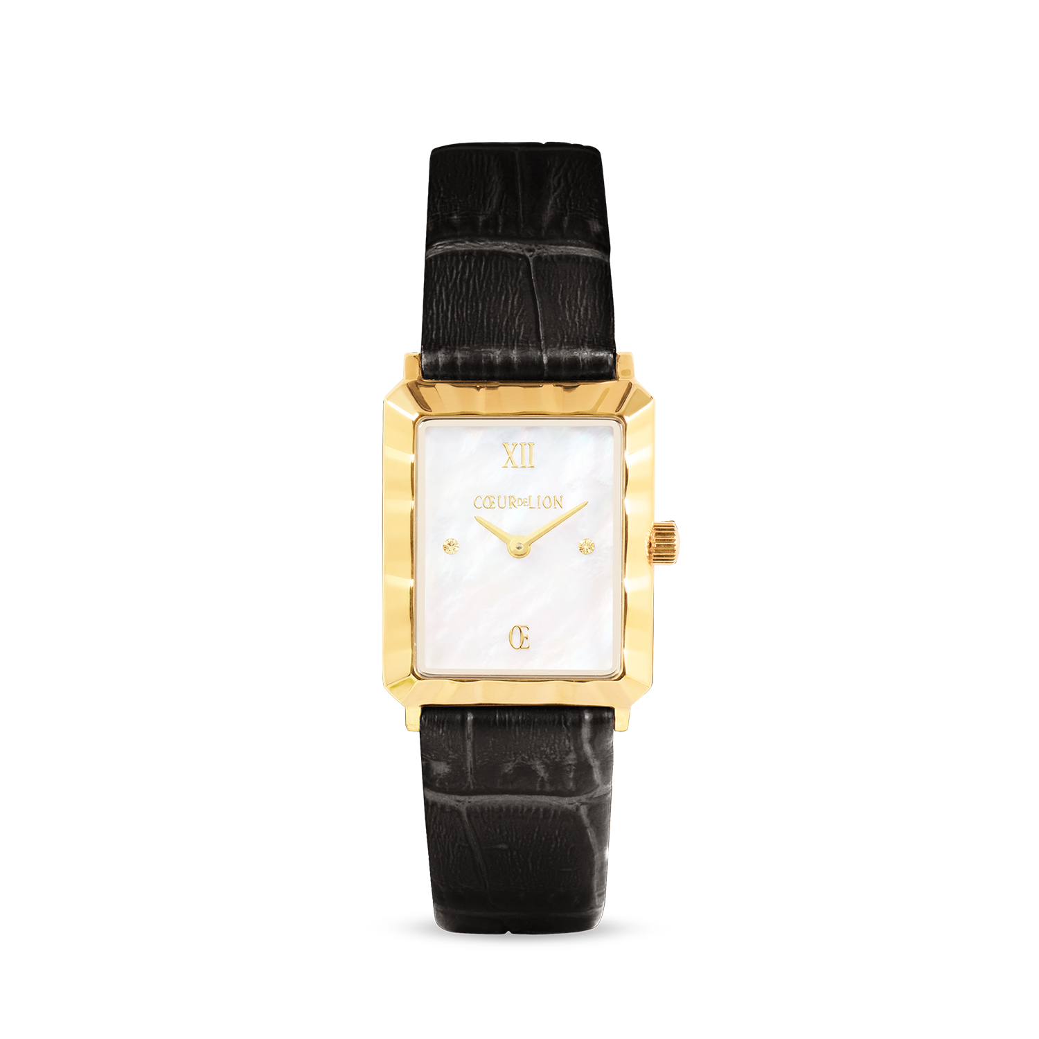 Orologio Iconic Waves Oro Pelle Nero-Bianco