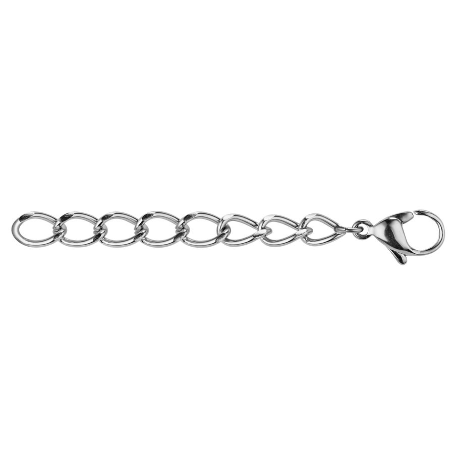 Catenella di prolunga con moschettone acciaio inox argento