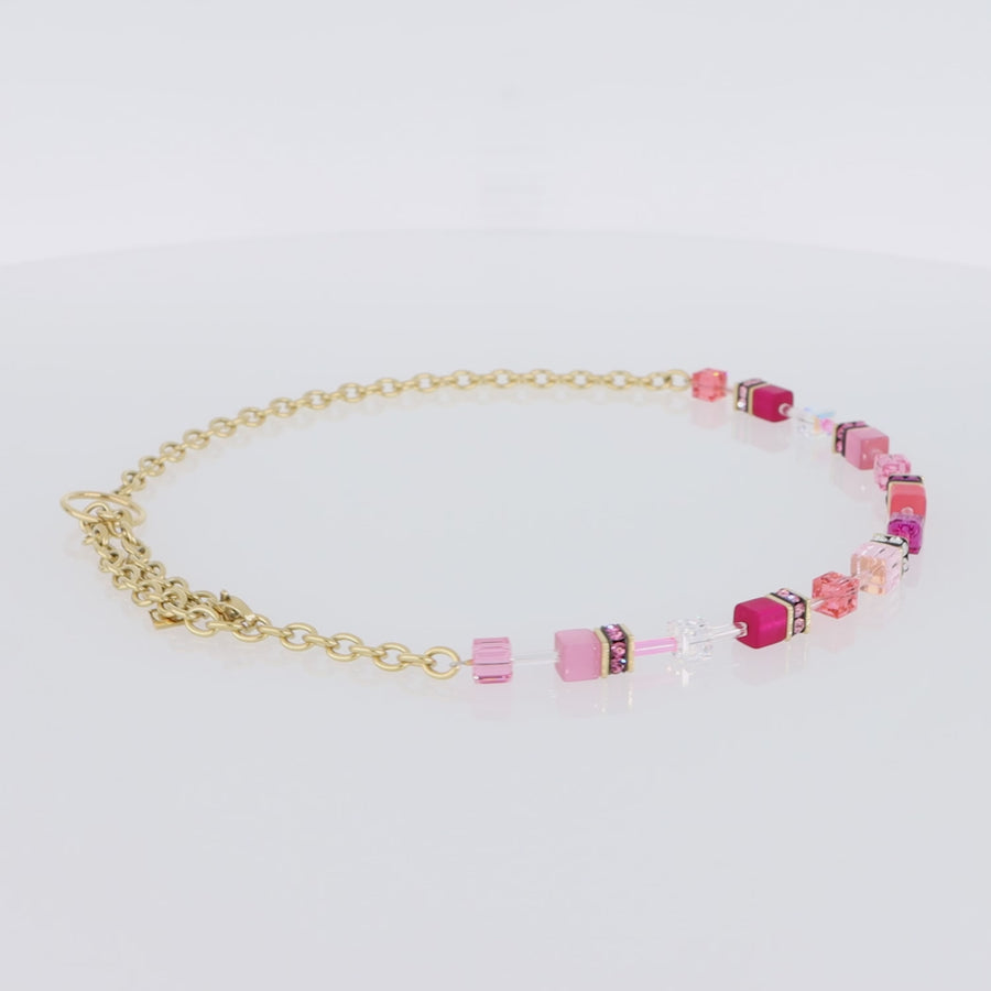 Collana GeoCUBE® Iconic Chain oro-magenta