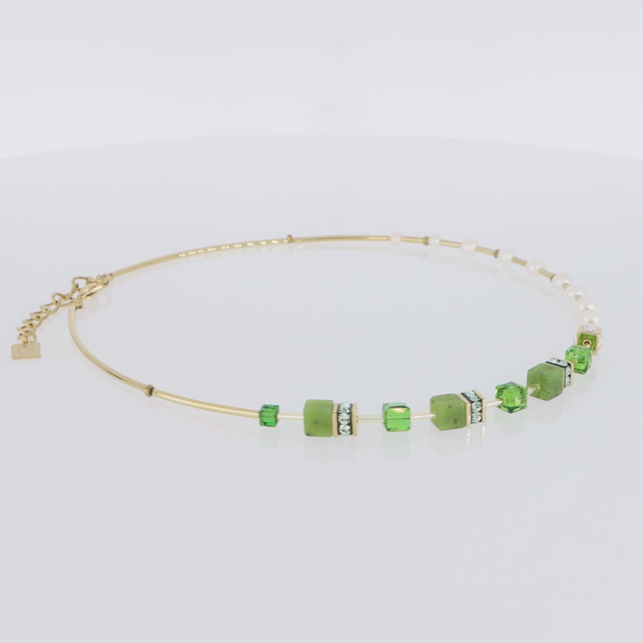 Collana GeoCUBE® Fusion Precious Pearl Mix oro-verde