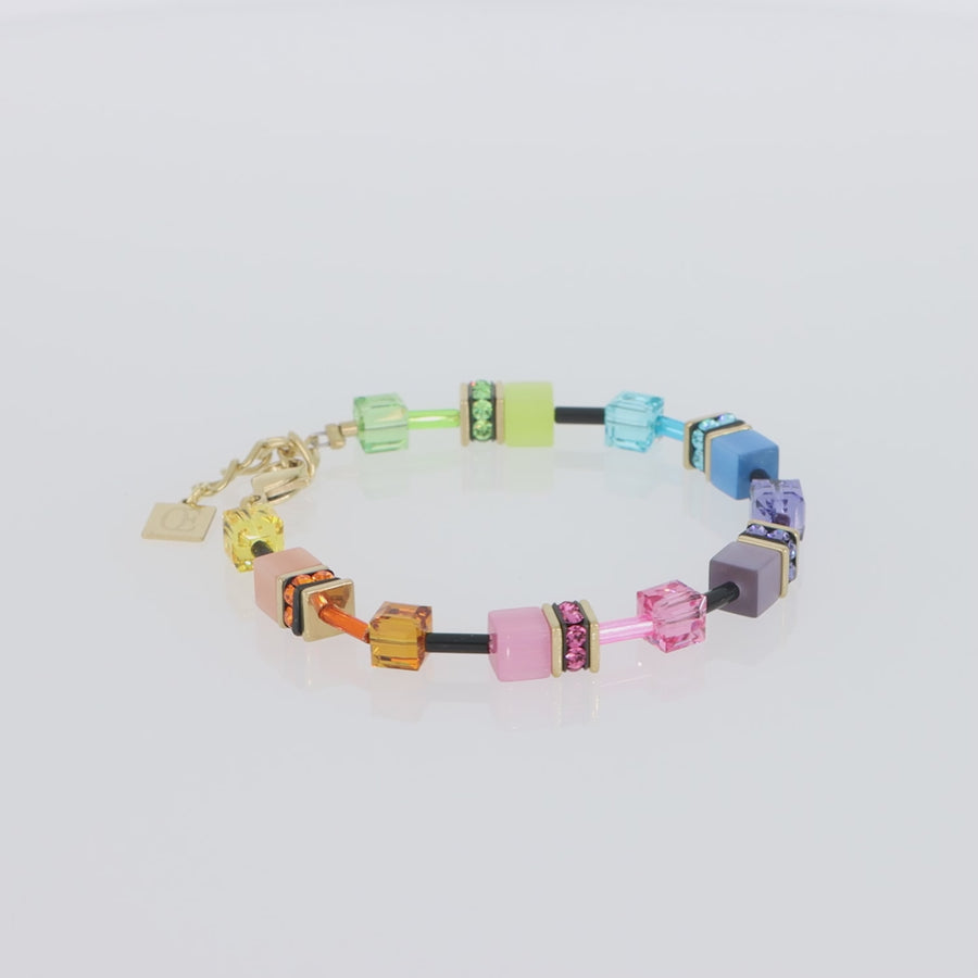 Braccialetto GeoCUBE® multicolor rainbow gold