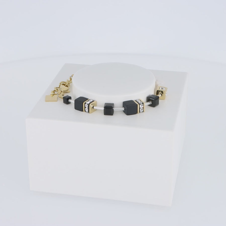 Bracciale GeoCUBE® Precious Fusion Pearls nero-oro