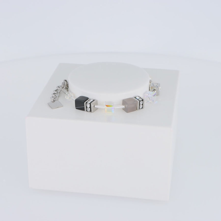 Bracciale GeoCUBE®Fusion Precious Pearl Mix grigio-argento