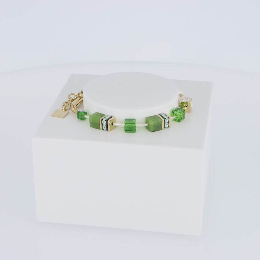 Bracciale GeoCUBE®Fusion Precious Pearl Mix verde-oro