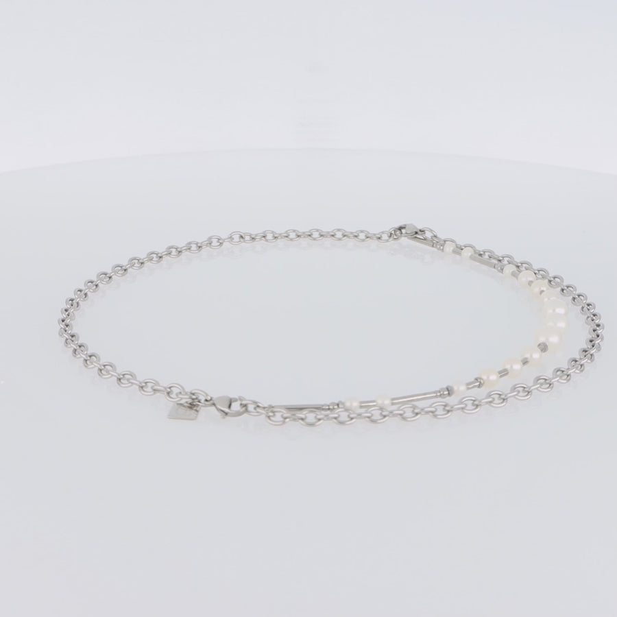 Collana Perle d'acqua dolce e Chain Multiwear argento