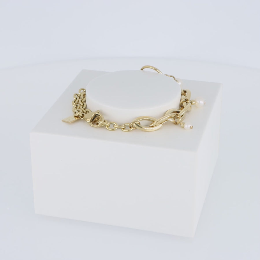 Bracciale Y Navette Perle d'acqua dolce oro