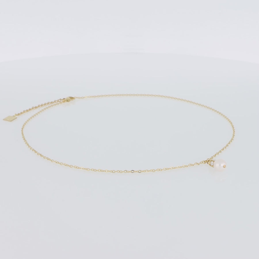 Collana Solitaire oro con perla d'acqua dolce