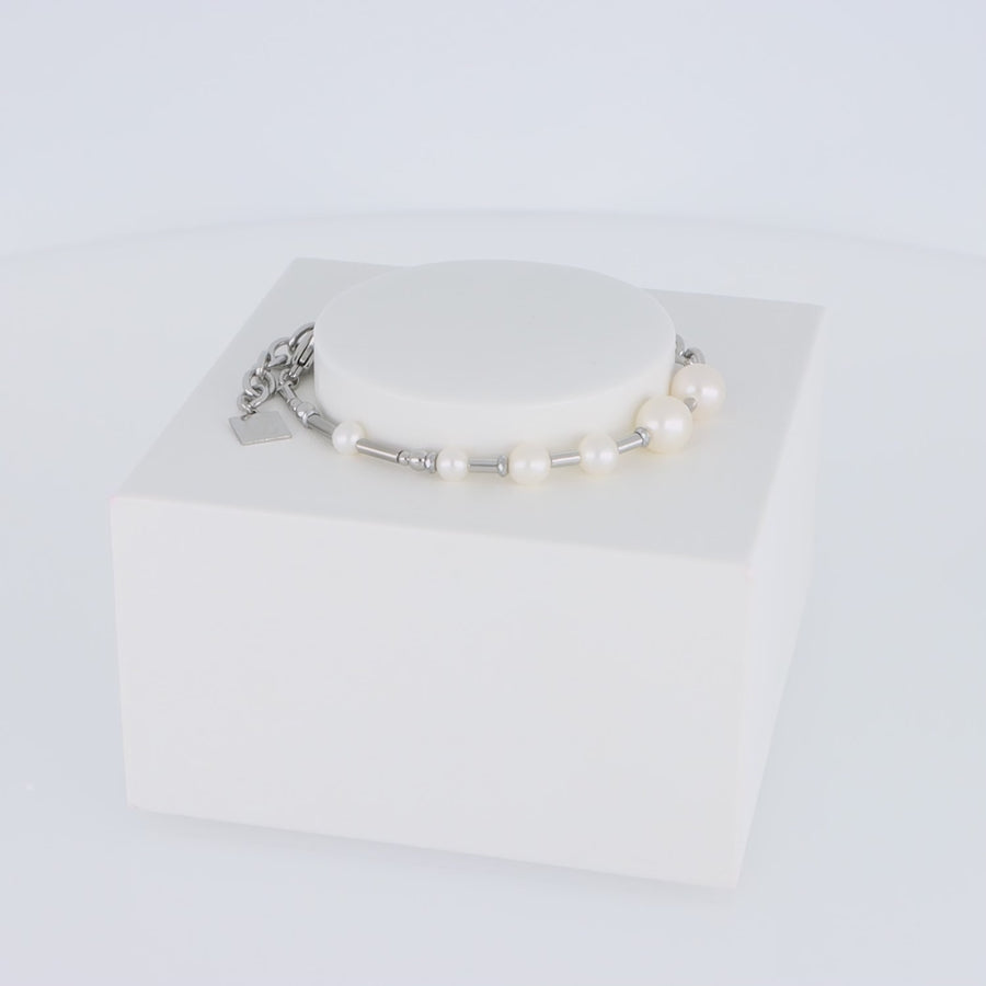 Bracciale Perle d'acqua dolce e Chain Multiwear argento