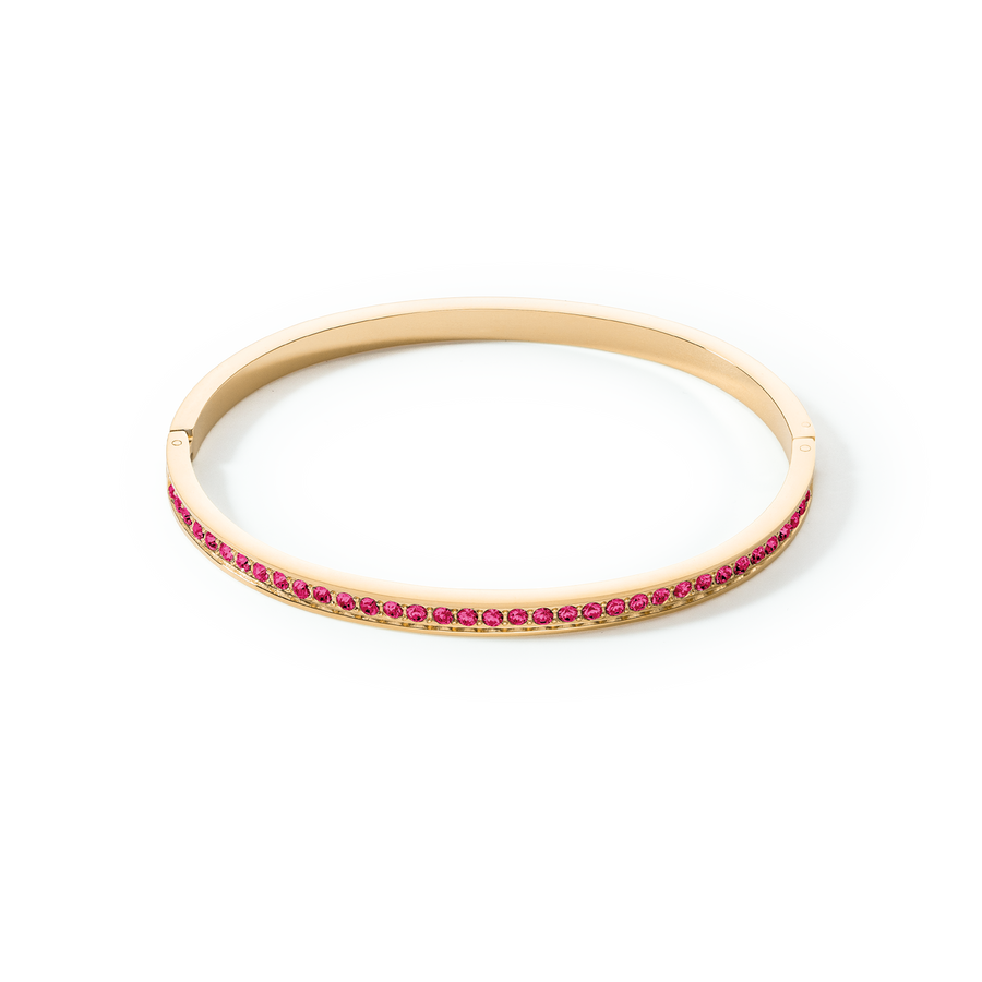 Bracciale rigido in acciaio inossidabile e cristalli oro-rosa 17