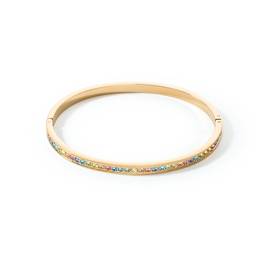 Bracciale rigido in acciaio inossidabile e cristalli oro-multicolor pastello 17