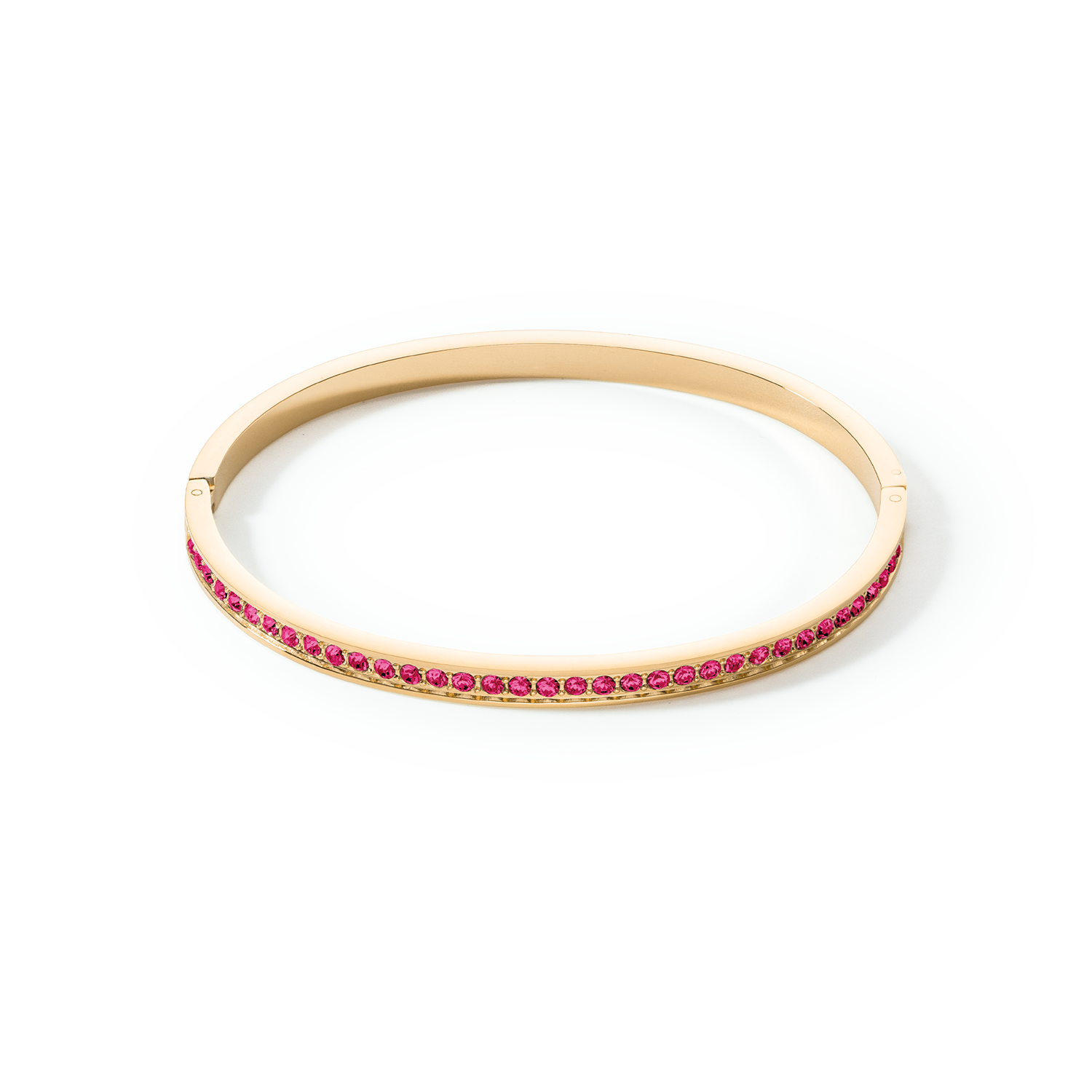 Bracciale rigido in acciaio inossidabile e cristalli oro-rosa 19