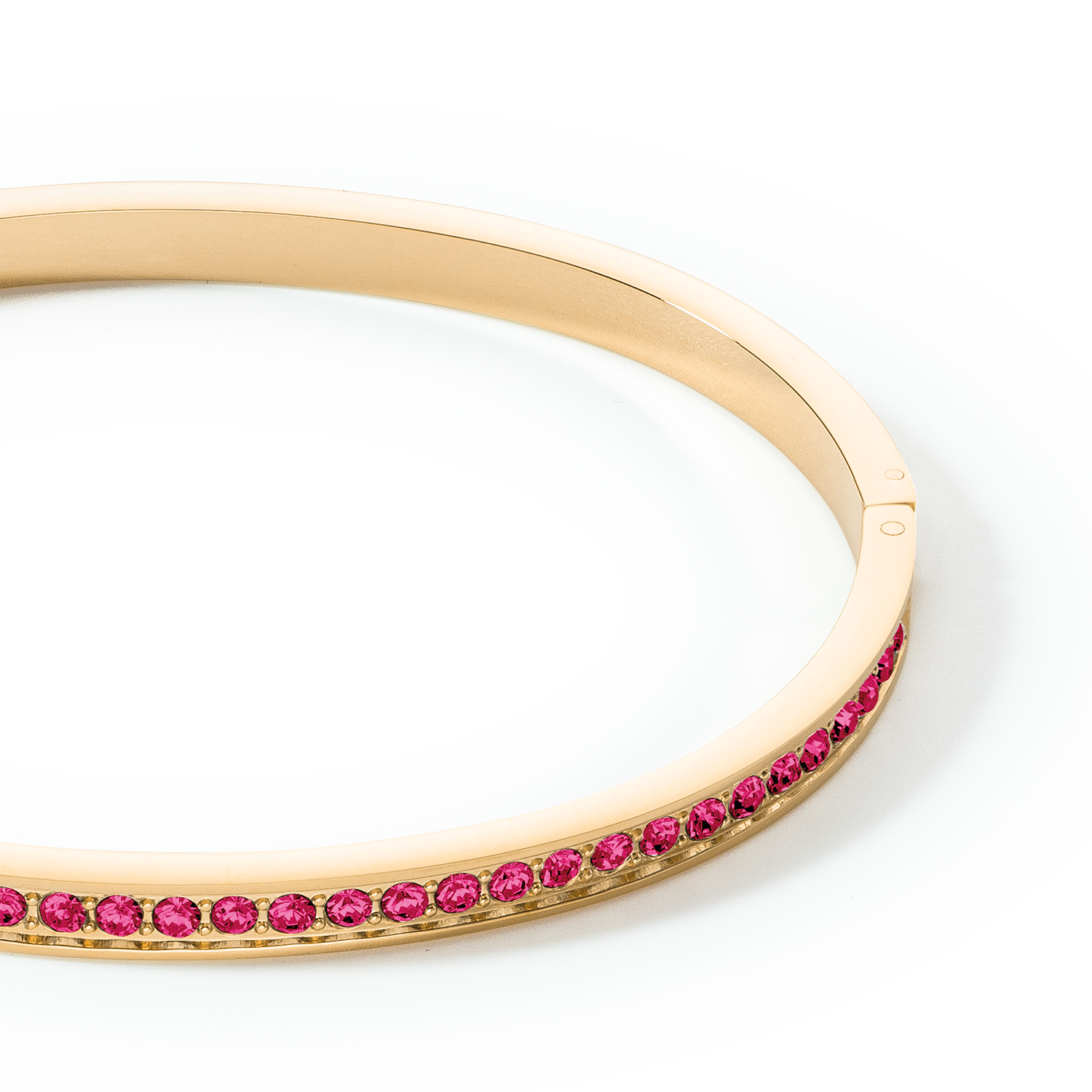 Bracciale rigido in acciaio inossidabile e cristalli oro-rosa 19