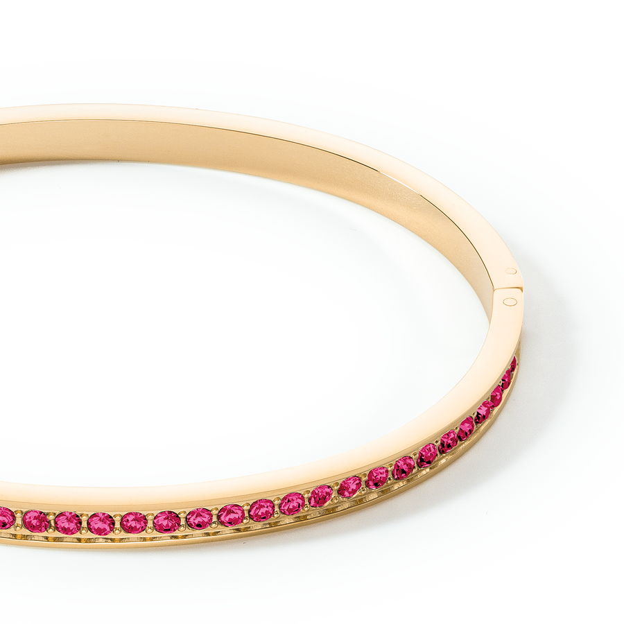 Bracciale rigido in acciaio inossidabile e cristalli oro-rosa 19