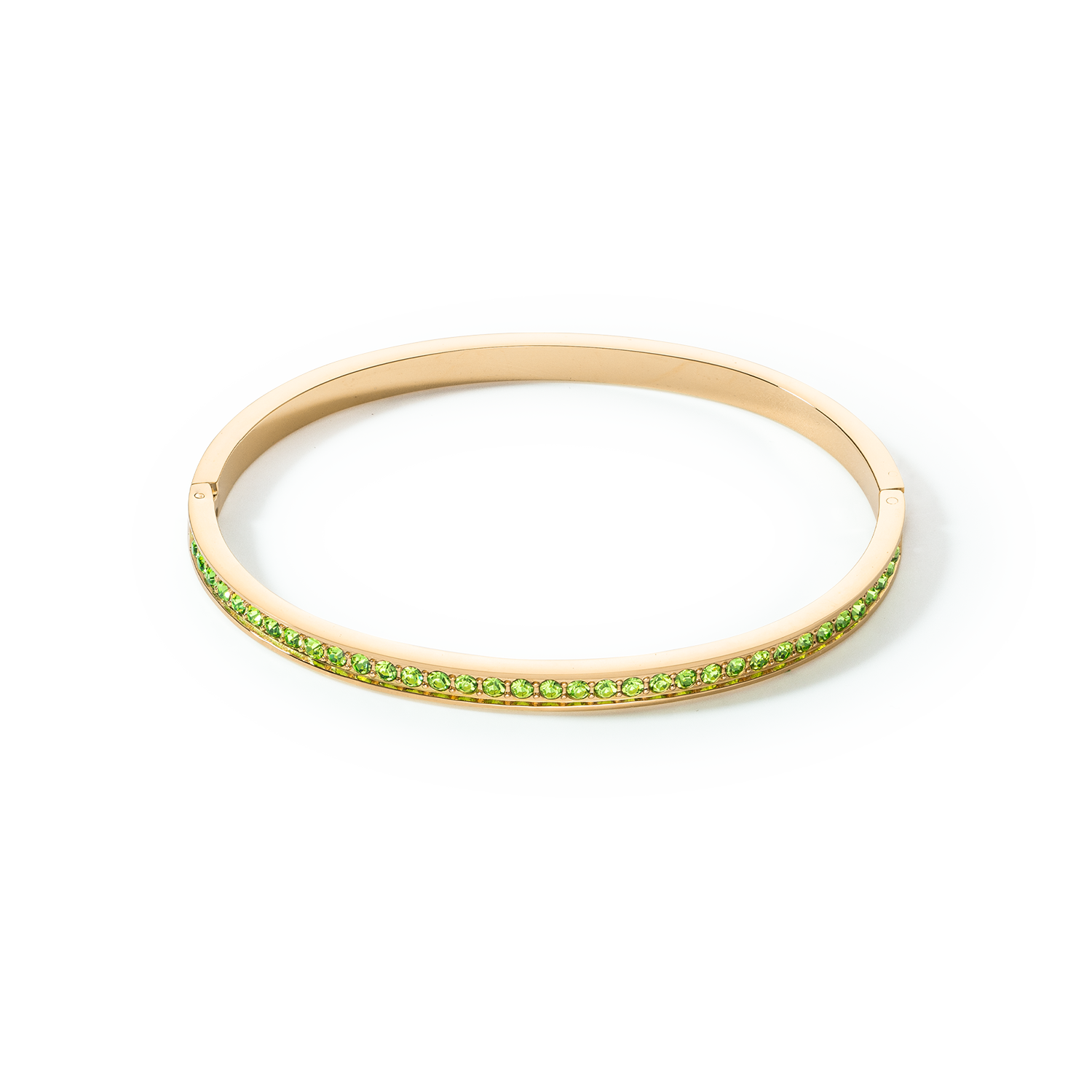 Bracciale rigido in acciaio inossidabile e cristalli oro-verde 19