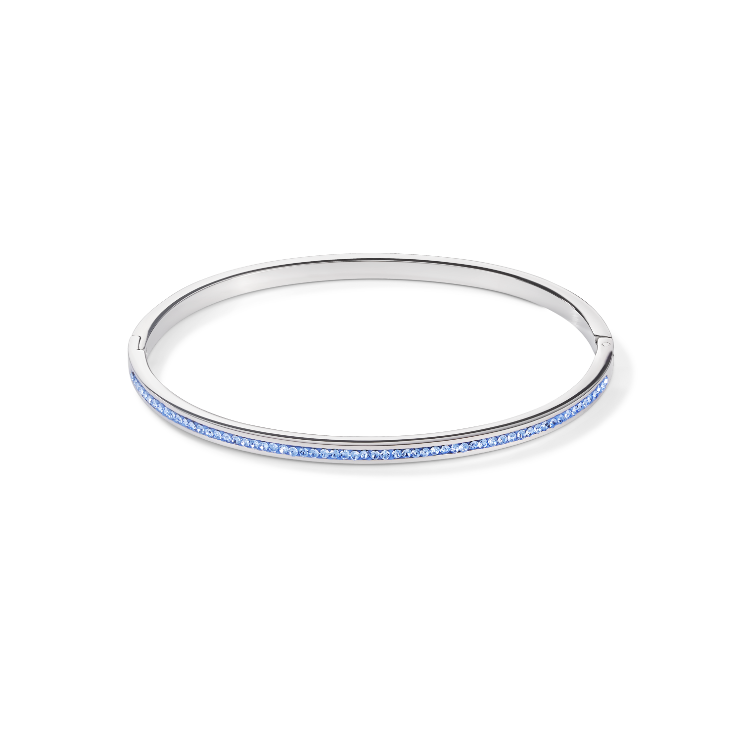 Bracciale acciaio inox argento e cristalli pavé azzurro 17