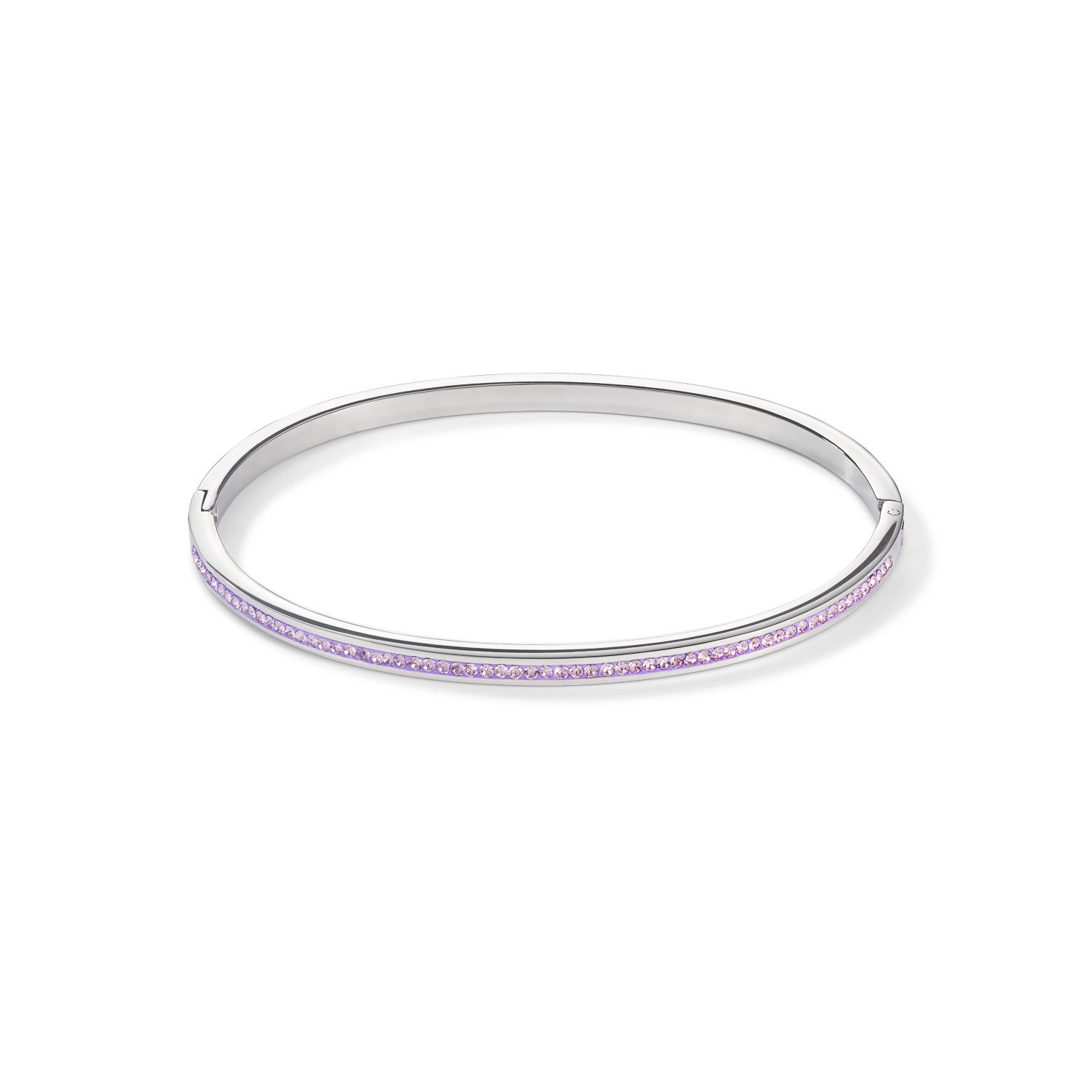 Bracciale acciaio inox argento e cristalli pavé ametista chiara 17