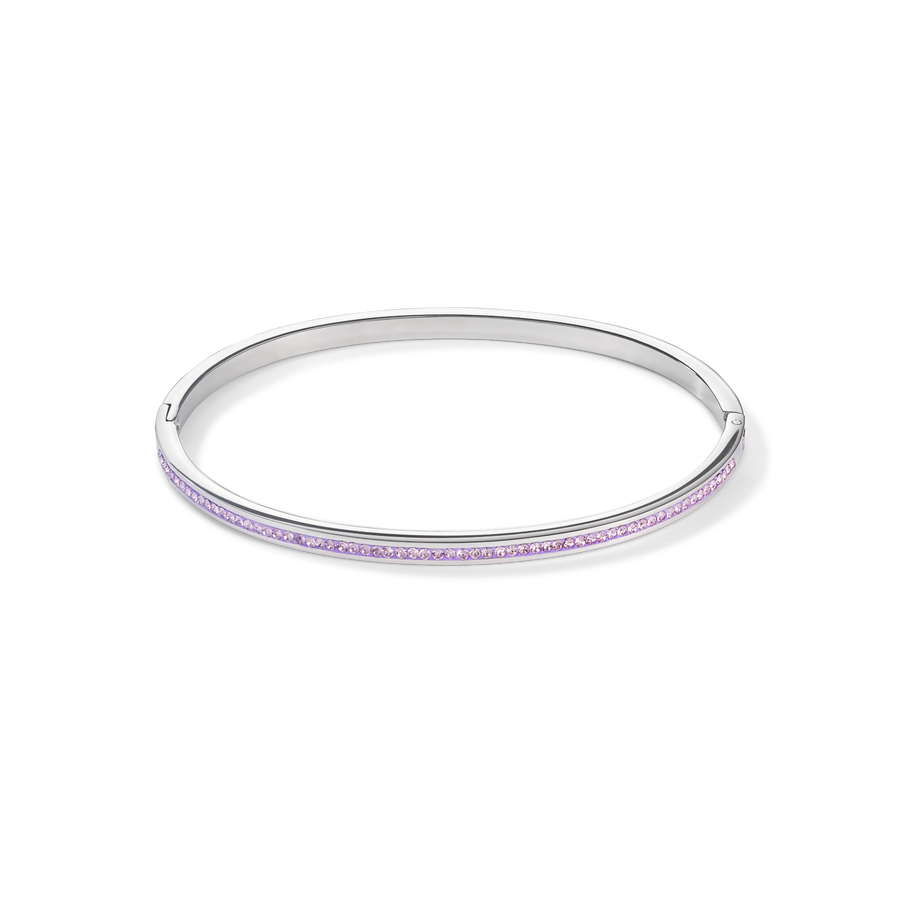 Bracciale acciaio inox argento e cristalli pavé ametista chiara 17