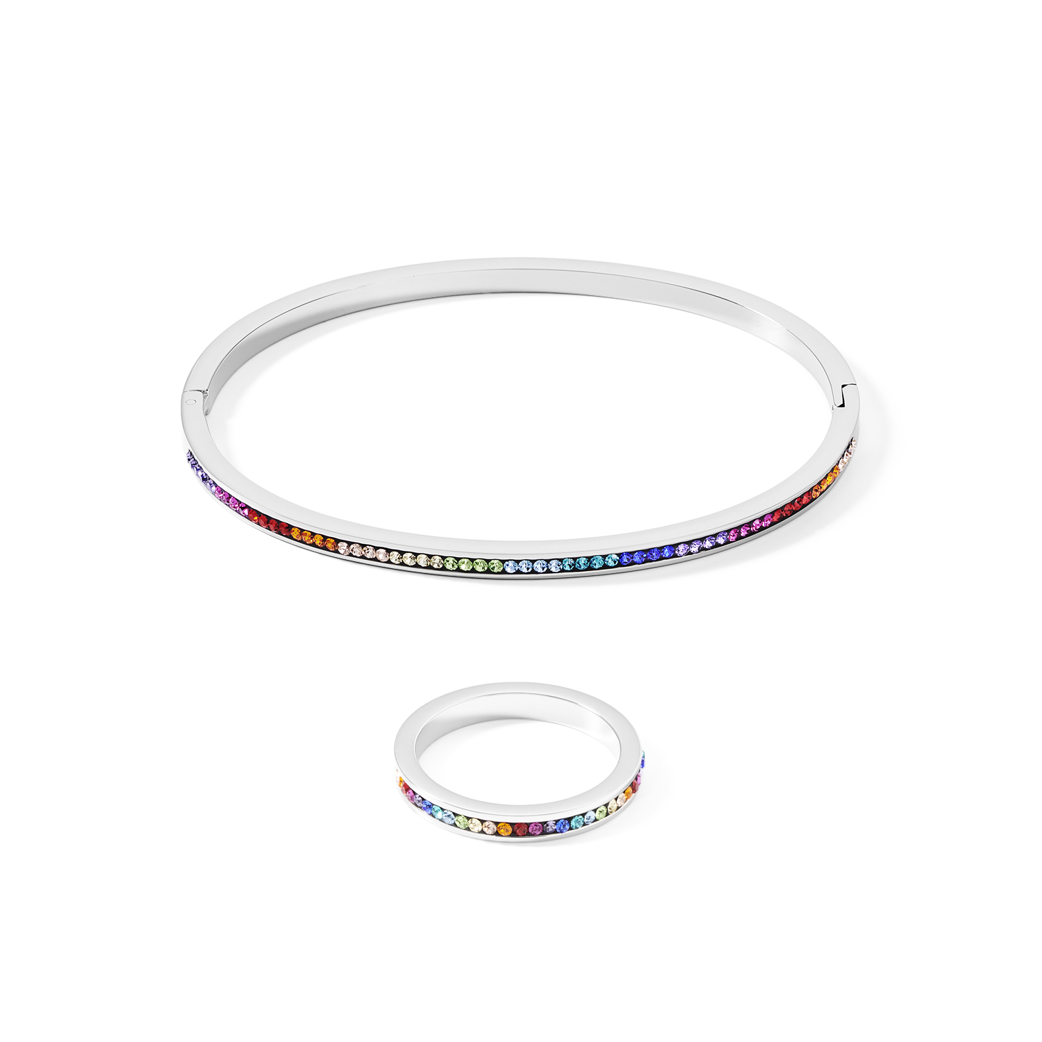 Bracciale acciaio inox e cristalli pavé multicolor 17