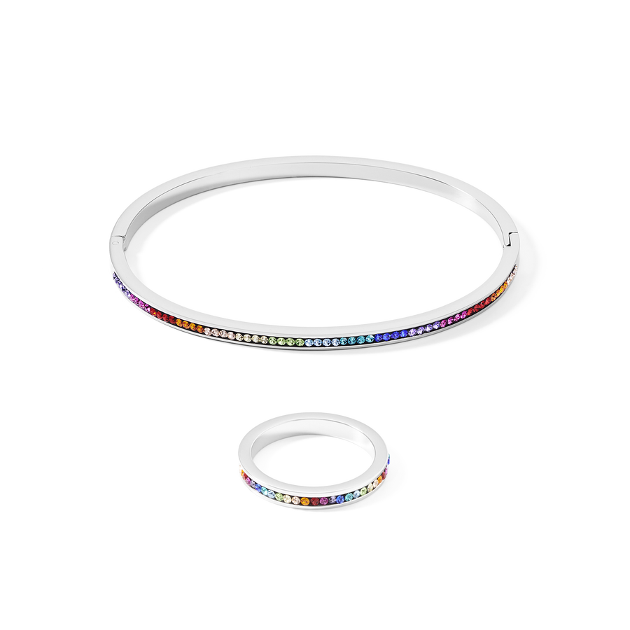Bracciale acciaio inox e cristalli pavé multicolor 17