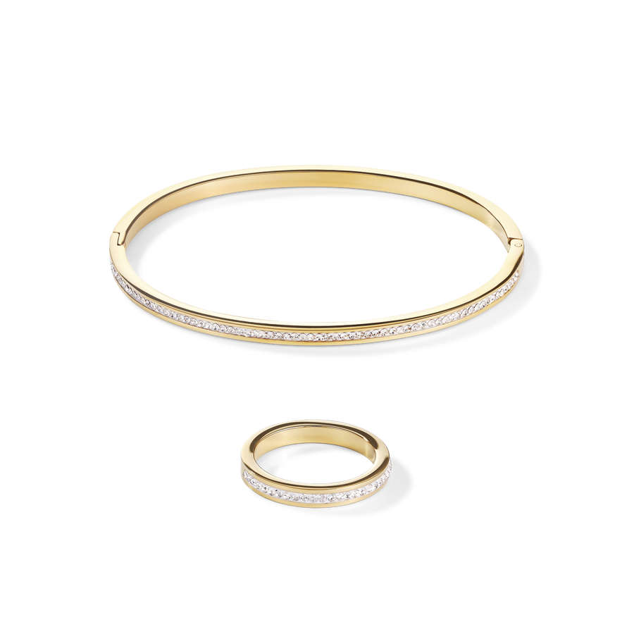 Bracciale acciaio inox oro e cristalli pavé cristallo 17