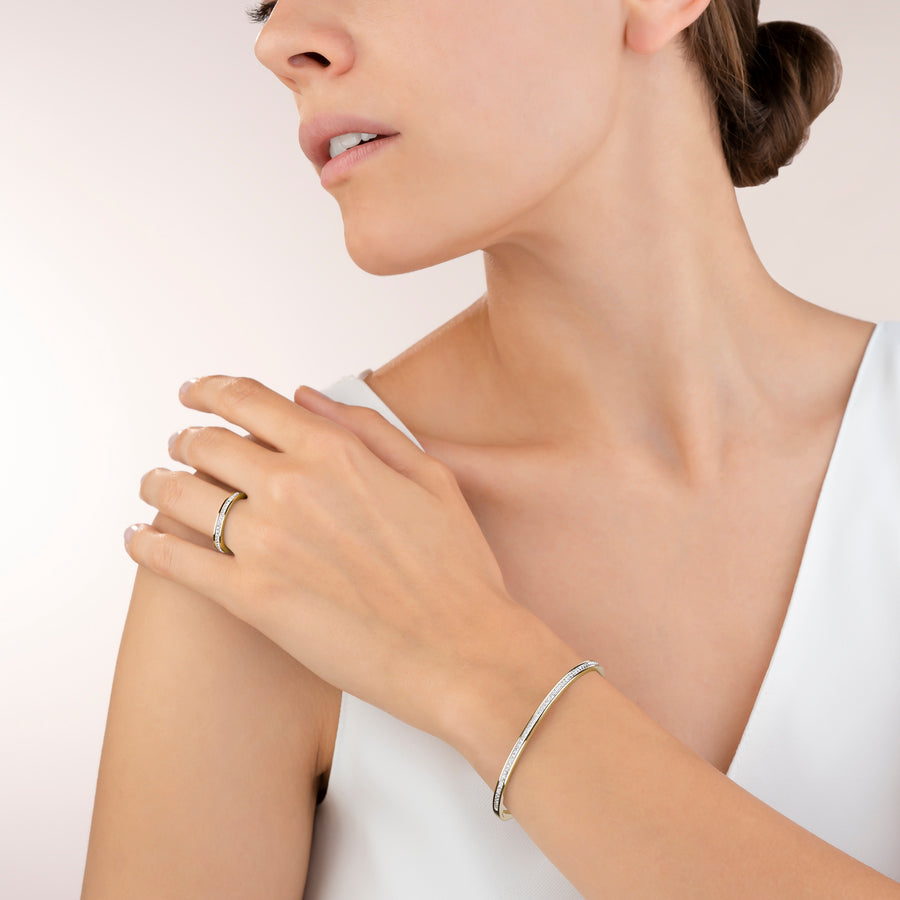 Bracciale acciaio inox oro e cristalli pavé cristallo 17