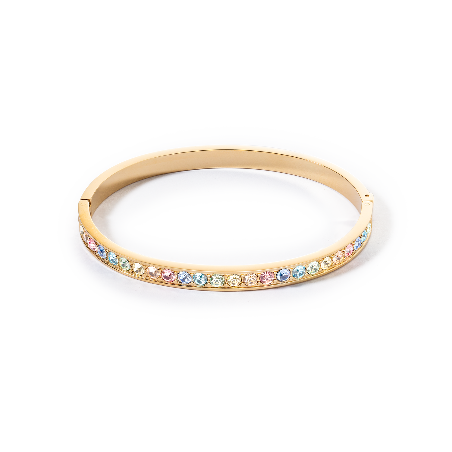Bracciale acciaio inox e cristalli oro multi pastello 17